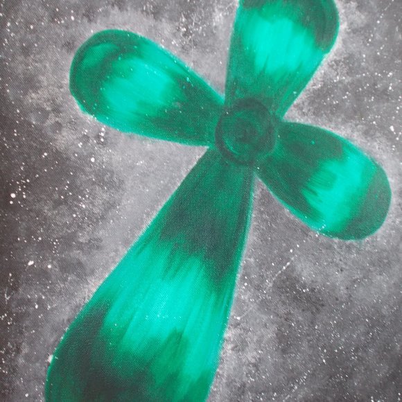 Emerald Green Cross acrylic painting, 16"x20" - Picture 4 of 4